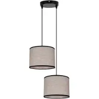 Licht-Erlebnisse Pendelleuchte Stoff Metall E27 H: max. 85 cm Schwarz Beige 2-flammig Modern