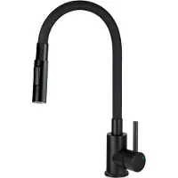 Deante Spültischbatterie mit flexiblem Auslauf 2 Strahlarten schwarz Luno
