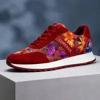 Lureaux Rosso Velour Flora Runner - - Schöne bunte Schuhe - Einzigartiger Druck - Herren