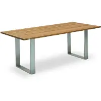 Niehoff - Teak-Gartentisch Noah - Edelstahl 160 x 95 cm Teak gebürstet Profilkufe