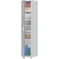 Dmora Mehrzweck-Kabinett Dmana, Beistellschrank mit 1 Tür und 3 Einlegeböden, Moderne Garderobe, Hoher Säulenschrank, 41x37h182 cm, Zement und Weiß