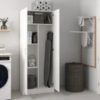Dmora Charleston Mehrzweckschrank, 2-türiger Besenschrank, Schuhregal mit Regalen, Besenschrank, cm73x37h180, Weiß