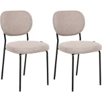 Beliani Esszimmerstühle 2er Set Hellbraun Stoff Gepolstert mit Schwarzen Beinen Ohne Armlehnen Modern Polsterstühle Küchenstühle Esszimmer Küche