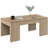 Dmora Couchtisch Dgollin, Couchtisch mit abnehmbarer Platte, Couchtisch für das Wohnzimmer, 100x50h43/84 cm, Eiche