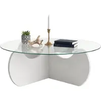 Dmora Willow - Couchtisch, 90x90x30h cm Weiß, Rauchglas-Effekt