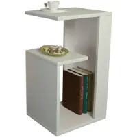Dmora Wohnzimmertisch Dmolo, Niedriger Wohnzimmertisch, Kaffeeregal, Couchtisch für Sofa, 35x30h60 cm, Weiß