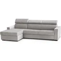 Talamo Italia Schlafsofa Daatou, Ecksofa, 100% Italy, Sofa mit Drehöffnung, mit linker Behälterhalbinsel, mit schmalen Armlehnen, Cm 260x95h85, Grau