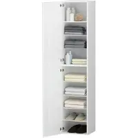 Dmora Mehrzweckgarderobe 1 Tür Ddastolf, Mehrzweckschrank mit 1 Tür, Multifunktionsgarderobe, 45x35h190 cm, Weiß