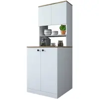 Dmora Großer Mehrzweckschrank Dmaifred, Multifunktionale Möbel, Schuhschrank, Besenschrank, 70x73h184 cm, Weiß und Walnuss