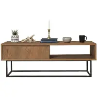 Dmora Couchtisch Algenib 120x60x43 cm Braun, eine Schublade