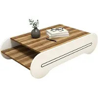 Dmora Wohnzimmertisch Karaka, Niedriger Wohnzimmertisch, Kaffeeregal, Couchtisch für Sofa, 120x64h30 cm, Walnuss und Weiß