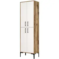 Dmora Großer Mehrzweckschrank Denipot, Multifunktionale Möbel, Schuhschrank, Besenschrank, 60x35h200 cm, Walnuss und Weiß