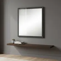 Dmora Spiegel Dmancon, Badezimmerspiegel, 100% Italy, cm 60x2h60, Anthrazit glänzend