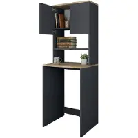Dmora 2-türiger MehrzweckschrankDgarofal, Multifunktionale Möbel, Schuhschrank, Besenschrank, 65x60h184 cm, Walnuss und Anthrazit