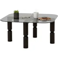 Dmora Couchtisch Psamathe 80x80x40h cm Schwarz Rauchglas