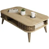 Dmora Couchtisch Kocab 105x60x34,6h cm Braun mit Magazinhalter