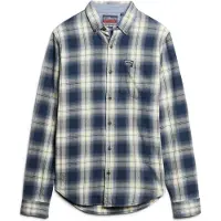 Superdry für Herren. M4010727A Holzfällerhemd aus Bio-Baumwolle mit marinefarbenem Karo (S), Lässig, Langarm, Nachhaltig