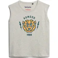 Superdry für Damen. W6011981A Komodo Tiger ärmelloses T-shirt grau (M), Lässig, Ärmellos / Hosenträger, Bio-Baumwolle, Nachhaltig