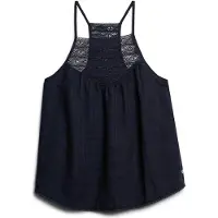 Superdry für Damen. W6011860A Marineblaues Tanktop mit Spitze (S), Lässig, Viskose, Ärmellos / Hosenträger