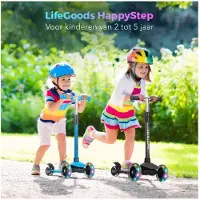 LifeGoods HappyStep - Kinder-Roller - Schritt 2-5 Jahre - 3 leuchtende Räder - Jungen/Mädchen - Schwarz