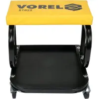 VOREL Werkstatthocker, robustes Modell, professioneller Einsatz, stabiler Rahmen, Räder für Mobilität, bequemer Sitz, ideal für mechanische und Heimwerkerarbeiten.