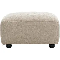 Miliboo - Pouf Hocker aus Stoff in Samtoptik strukturiert beige JOYA