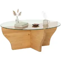 Dmora Califfi - Couchtisch, 92x92x36h cm Eiche Braun, Zeitschriftenablage