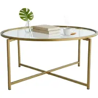 Dmora Ecaterina - Couchtisch, 83x83x40h cm Gold, Runde Form