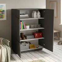 Dmora Demos Schrank 2-türig Zulimo 120x126 cm Grau 3 Regalböden