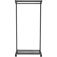MAUL Garderobenständer MAULbolero, mit Rollen, Hut- & Schuhablage, B 780 x T 460 x H 1660 mm, Metall, schwarz