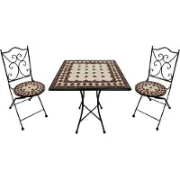 Axi Camilla Bistroset 3-teilig mit Mosaik Rot/Weiß | Bistrotisch mit 2 Stühlen | Bistro Gartenmöbel Set für Garten / Balkon / Terrasse | Balkonset / Sitzgruppe