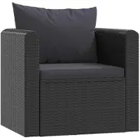 vidaXL 7-tlg. Garten-Lounge-Set mit Auflagen Poly Rattan Schwarz