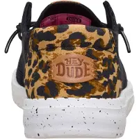 HEY DUDE Wendy Wildcat Slip On, Damen, Sneaker, Blacl/Leo, Textil, Sommerschuh - Damenschuhe Sneaker, Schwarz