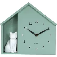 Karlsson - Wanduhr Sitting Cat - Grün - 24.9x24.9x27cm