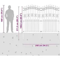 vidaXL Gartenzaun KAMPEN 240 x 228 cm Pulverbeschichteter Stahl Weiß