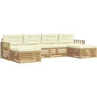 vidaXL Outdoor-Sofagarnitur 6 Stk. Weiß und Creme Massivholz Akazie