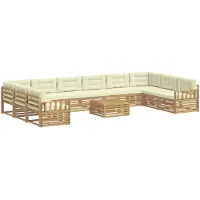 vidaXL Sofagarnituren 11 stk. Weiß und Creme Polyester