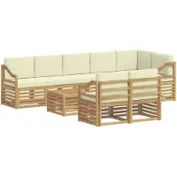 vidaXL Sofagarnituren 9 pcs Weiß und Creme Massivholz Akazie
