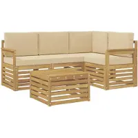 vidaXL Outdoor-Sofagarnitur 5 stk. Weiß und Beige Polyester