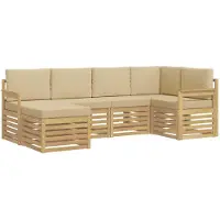 vidaXL Outdoor-Sofagarnitur 6 pcs Weiß und Beige 247 x 128,5 x 73 cm