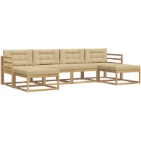 vidaXL Outdoor-Sofagarnitur 6 Stk. Weiß und Beige