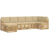 vidaXL Outdoor-Sofagarnitur 6 pcs Weiß und Beige 306 x 128,5 x 73 cm
