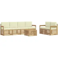 vidaXL Outdoor-Sofagarnitur 7 Stk. Weiß und Creme Polyester
