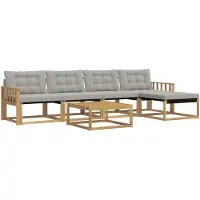 vidaXL Outdoor-Sofagarnitur 6 stk. Weiß und Hellgrau