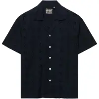 Superdry für Damen. W4010551A Hemd Heritage Broderie Marineblau (XS), Lässig, Kurzarm, Bio-Baumwolle