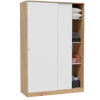 Dmora Garderobe Waterbury, 120x50h200 cm, Weiß und Eiche Nodi