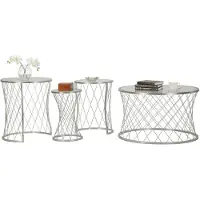 Dmora Couchtisch Ibar 70x70x54,5 cm Silber Rund