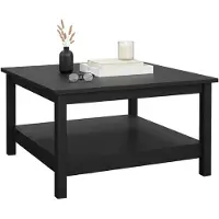Dmora Couchtisch Leonie 81x81x45h cm Schwarz, Zeitungsablage