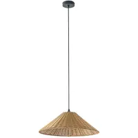 LUCANDE Außenhängelampe Taniola, 1-flg., konisch, Ø 60 cm Taniola , dimmbar, Holz dunkel, Holz, Landhaus / Rustikal