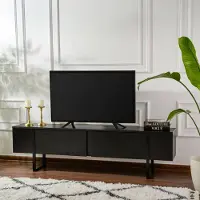 Dmora TV-Schrank Gussola 180x29,5x50 cm Schwarz, 1 Regal, 2 Türen